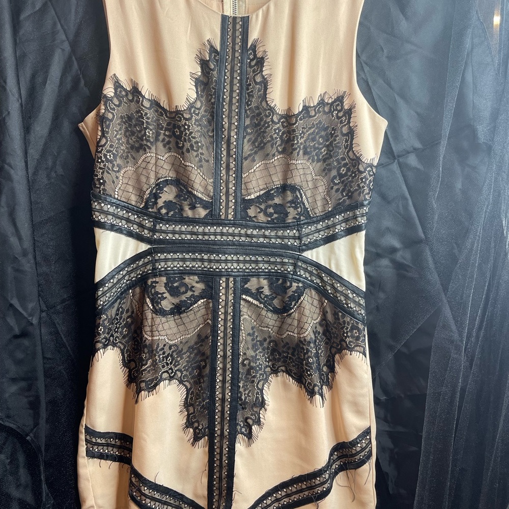 Pink dress with black lace